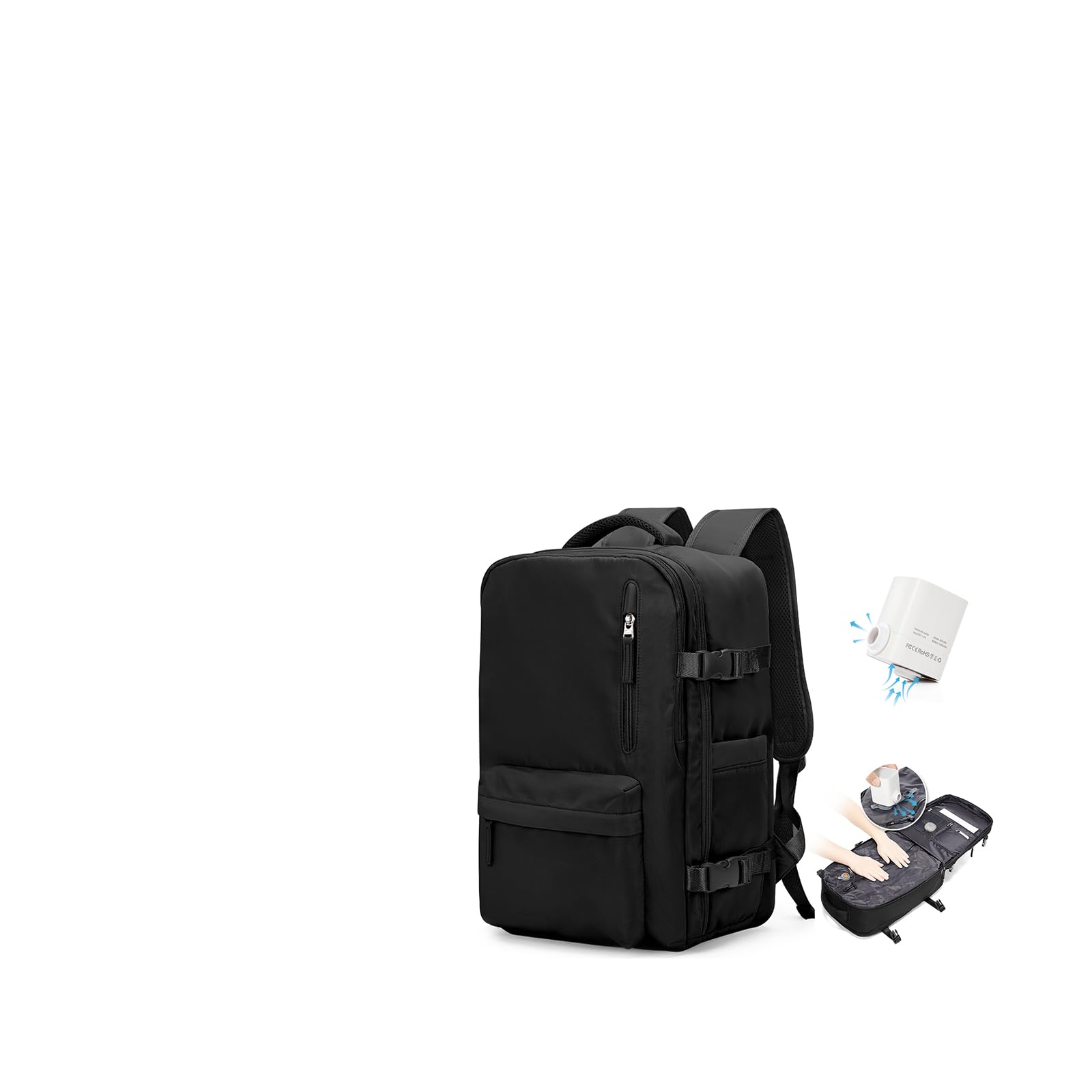 HPLQQ Zaino Ryanair 40x30x20 Sottovuoto Bagaglio a Mano Donna Zaino da Viaggio 40x30x20 Wizzair Borse da Cabina per Easyjet Uomo per Laptop 14 Pollici Trekking Casual Daypack,D01-Nero