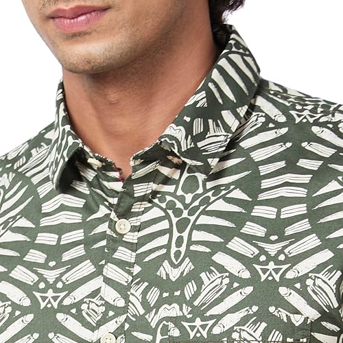 Image of Spykar Men's Regular Fit N /A Full Sleeve Printed Casual Shirts