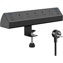 Jgstkcity Desk Clamp Power Strip USB C,40W Total Fast Charging Station,4 PD 20W USB C Ports,Desk Edge Mount Surge Protector,5 Outlets,Fit 1.96" Tabletop Edge,ETL Listed