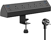 Jgstkcity Desk Clamp Power Strip USB C,40W Total Fast Charging Station,4 PD 20W USB C Ports,Desk Edge Mount Surge Protector,5 Outlets,Fit 1.96" Tabletop Edge,ETL Listed