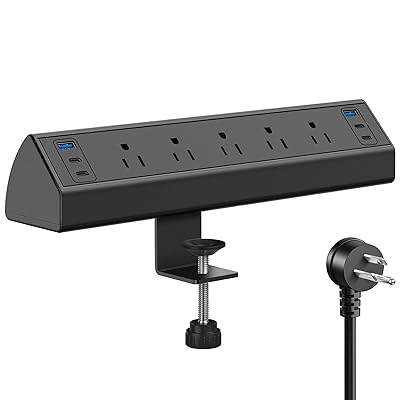 Jgstkcity Desk Clamp Power Strip USB C,40W Total Fast Charging Station,4 PD 20W USB C Ports,Desk Edge Mount Surge Protector,5 Outlets,Fit 1.96" Tabletop Edge,ETL Listed