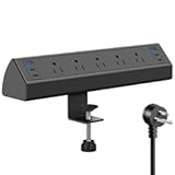 Jgstkcity Desk Clamp Power Strip USB C&comma;40W Total Fast Charging Station&comma;4 PD 20W USB C Ports&comma;Desk Edge Mount Surge Protector&comma;5 Outlets&comma;Fit 1&period;96" Tabletop Edge&comma;ETL Listed