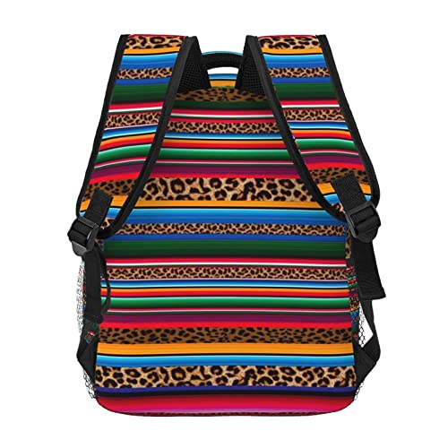 Mexico Serape Leopard Print Backpacks 15in Laptop Backpack Multipurpose Double Shoulder Bag For Men Women Gifts4