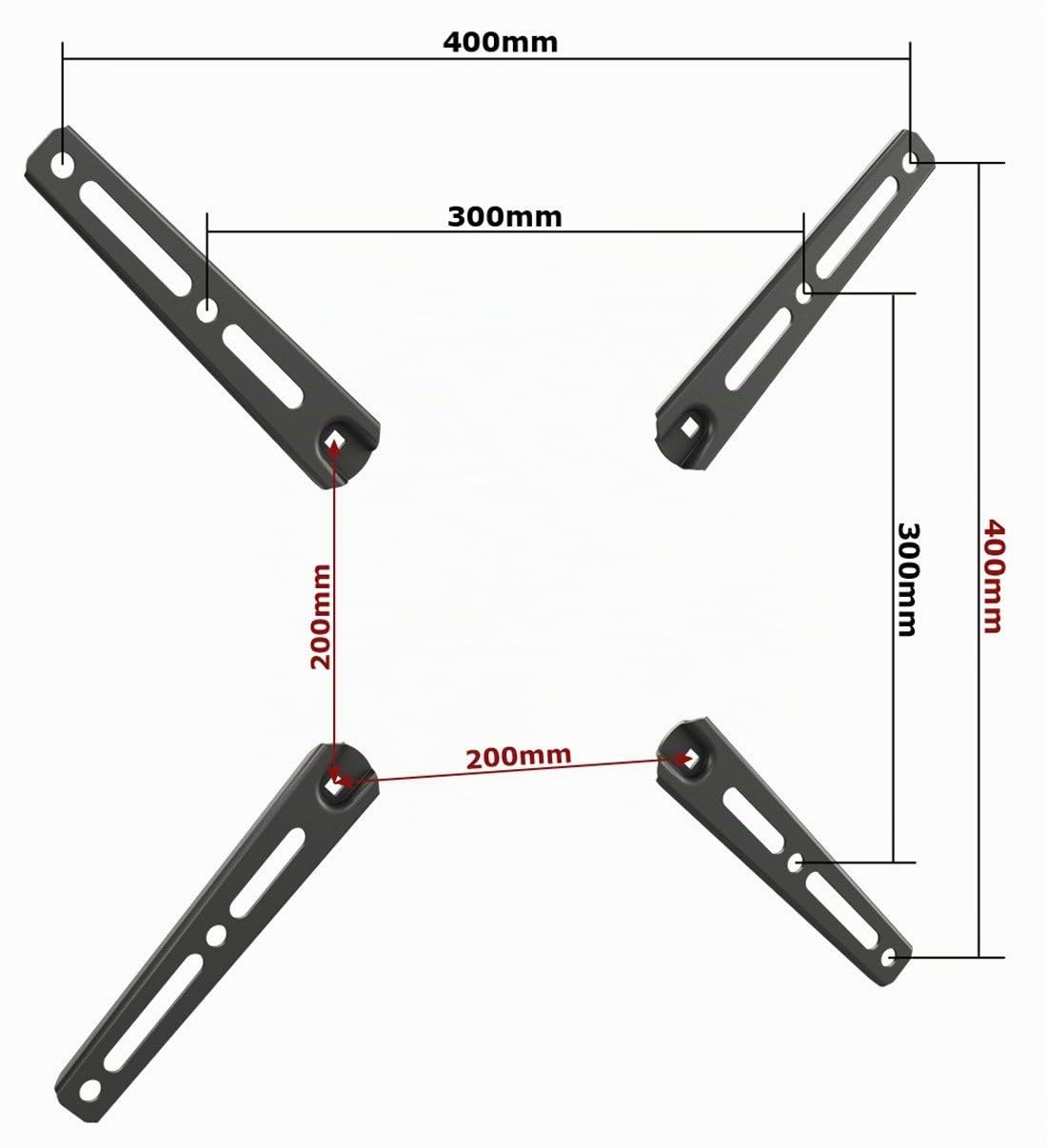 RICOO Adattatore VESA Estensione VA0200 supporto TV Staffa monitor 32-55" 81-140 cm VESA 200x200 a 400x400 Acciaio Nero