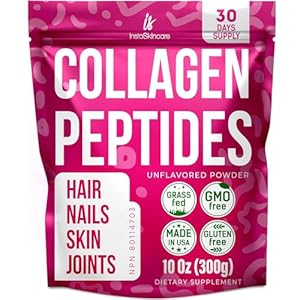 Collagen Peptides Powder for Women Hydrolyzed Collagen Supplements Types I – III Non-GMO Grass-Fed Gluten-Free Kosher Pareve Unflavored Easy to Mix Drink Healthy Hair Skin Joints Nails 10 Oz