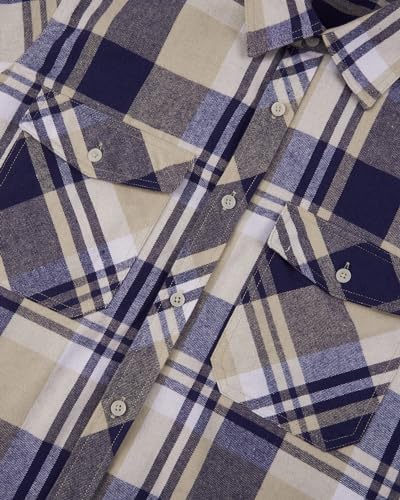 Image of Alimens & Gentle Men's Button Down Regular Fit Long Sleeve Plaid Flannel Casual Shirts