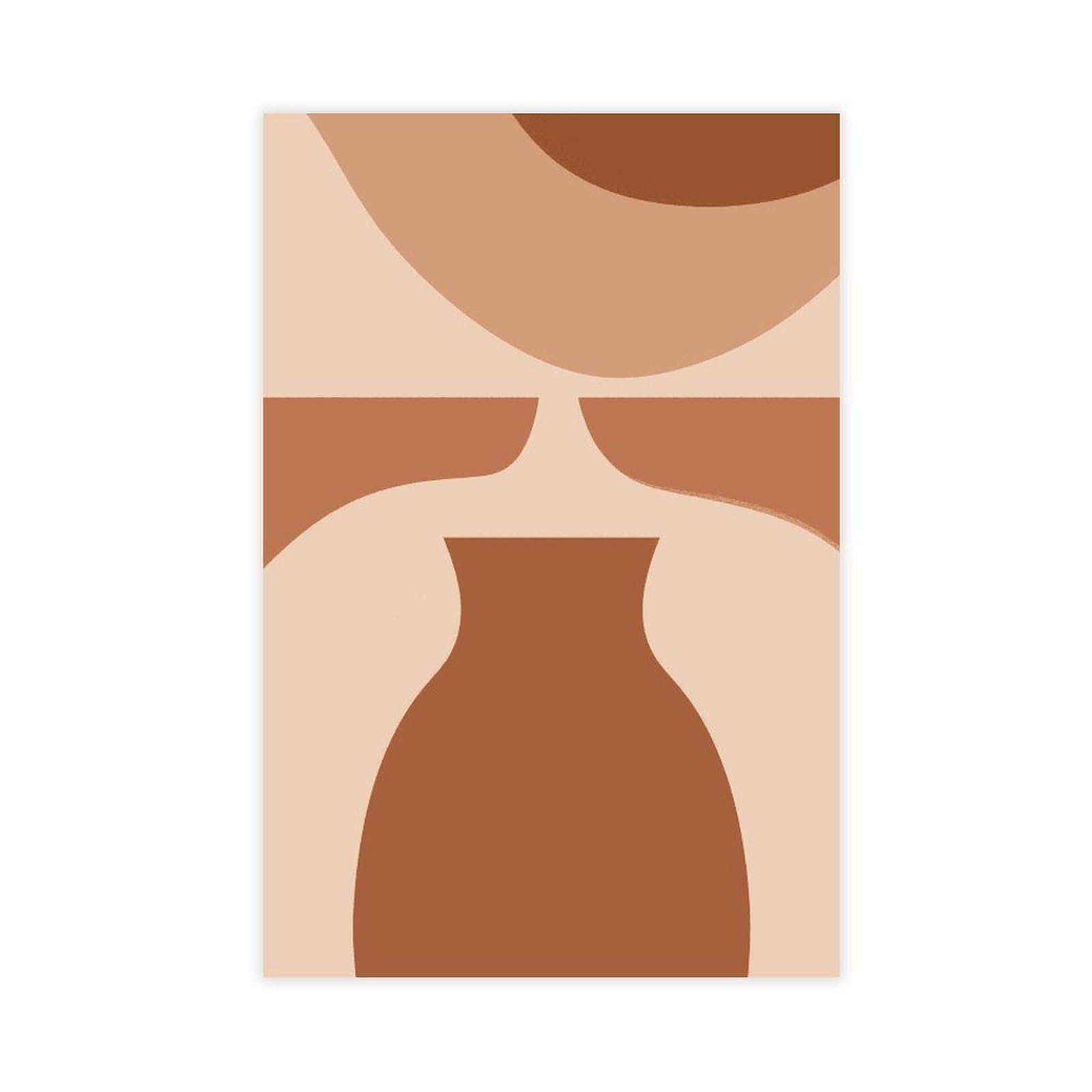 Zguols Terracotta Boho Geometric Abstract And Minimalist Poster Canvas Poster Bedroom Decor Sports Landscape Office Room Decor Gift Unframed Print 16" L X 24" W