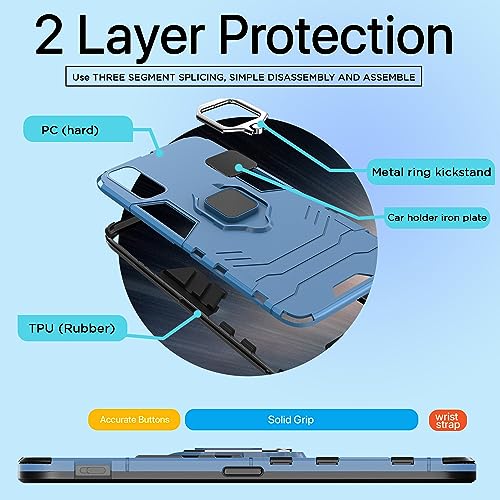 Image of Pikkme Back Cover for OnePlus Nord 2 5G | 360 Protection | Ring Holder | Kickstand | Tough Armor Case (Blue)