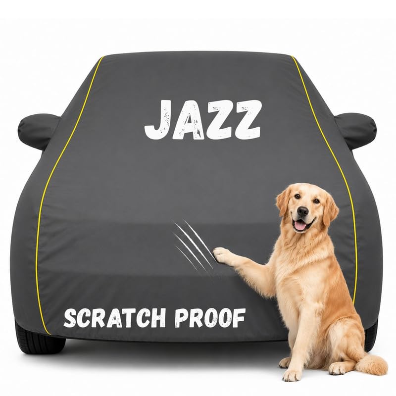 Image of Pure Fabric Grey 100% Waterproof Jazz Car Cover | Polyester Car Body Cover for Rain & Sun | UV Protection, Dustproof, Scratch Resistant, Windproof, Heat Resistant, Custom Fit