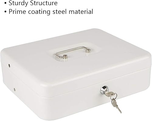 Miniatura 7 de KYODOLED - Caja de dinero grande con bandeja para dinero y cerradura, caja de metal segura, caja de seguridad, caja registradora, 5 compartimentos,