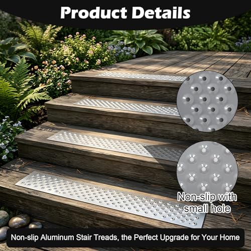 Peldaños de aluminio tonchean de 76x9 cm antideslizantes negros para escaleras exteriores 6
