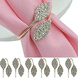 iDili Napkin Rings Set of 6 PCS - Rhinestone Napkin Ring Holders Pack of 6 Handmade Serviette Buckles for Wedding and Dinner Party