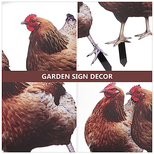 Yardwe 4 Pcs Chicken Garden Decoration Outdoor Stakes Outdoor Sign Outdoor Decor Lawn Chicken Stake Acrylic Chicken Sculpture Hen Stake Lawn Animal Insert Yard Ornament Garden Animal Insert - Image 4
