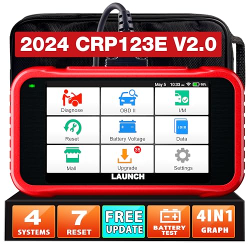 LAUNCH CRP123E V2.0 OBD2 Diagnosis Coche Multimarca con 4 Sistemas y 7 Funciones de Reinicio, Lector de Código Sistema de Motor ABS SRS Transmisión, Reset de Aceite ETS SAS, Actualización Gratuita