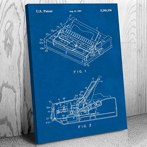 Patent Earth Dot Matrix Printer Canvas Print, Computer Lab Art, IT Tech Gift, Printer Blueprint, Office Decor, Computer Science Art Blueprint (13 inch x 19 inch)