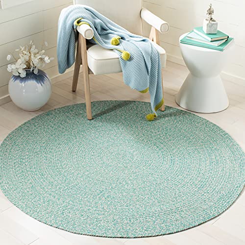 Tapete redondo SAFAVIEH 7' Teal/Ivory algodón