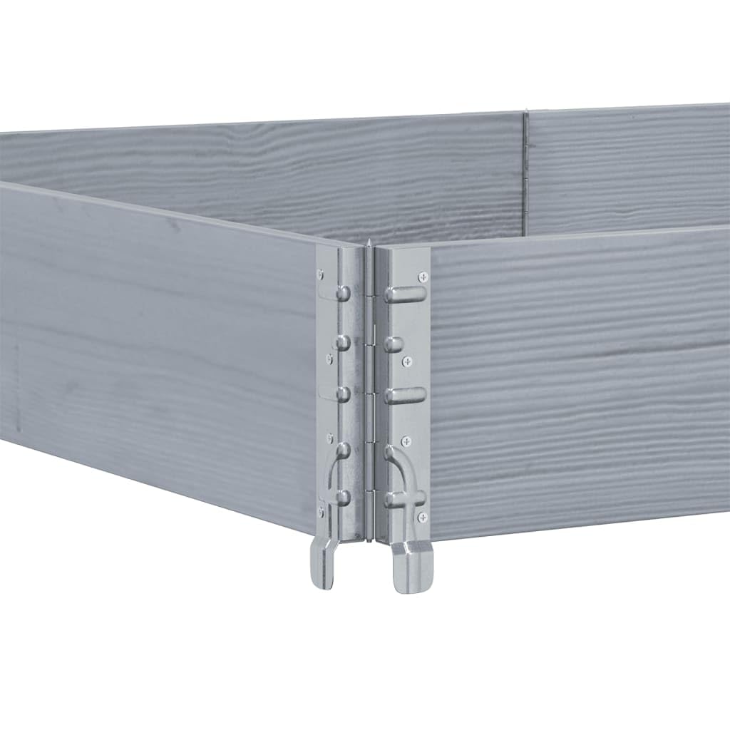 Bancal de pino 150 x 100 x 41 cm, plegable, macizo, gris, apilable, jardín, terraza, balcón, suelo abierto