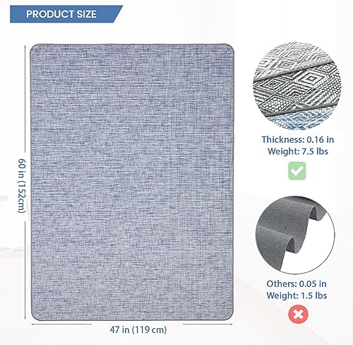 Image of Chair Mat for Hardwood & Tile Floor, 47 inch x 60 inch Heavy Duty Office Chair Mat for Rolling Chairs, Anti Slip, Non-Curve, Floor Protector for Home Office, Nordic Sky Weave
