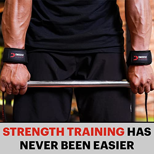 Dmoose Lifting Straps, 24 Inch (Pair) Wrist Straps For Weightlifting, Deadlift, Powerlifting, Bodybuilding Gym Workout, Neoprene Padded Support Cotton Straps For Max Hand Grip Strength Training #TOP4
