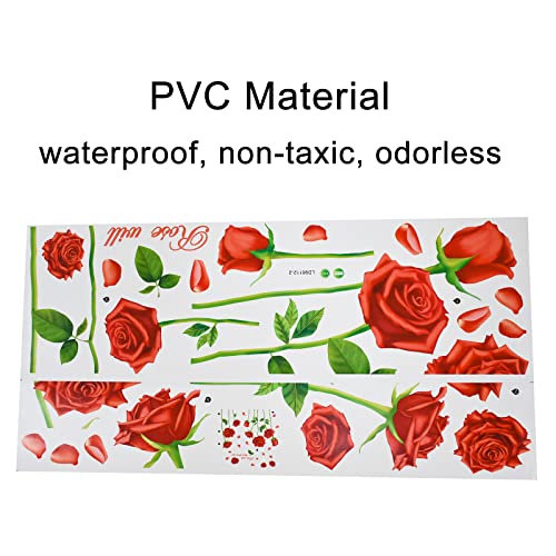 Pinenjoy Rose Wall Decal Red Flower Wall Stickers Romantic Floral Removable Vinyl Wall Murals For Living Room Girls Bedroom Tv Sofa Background Wall Art Decors #TOP2