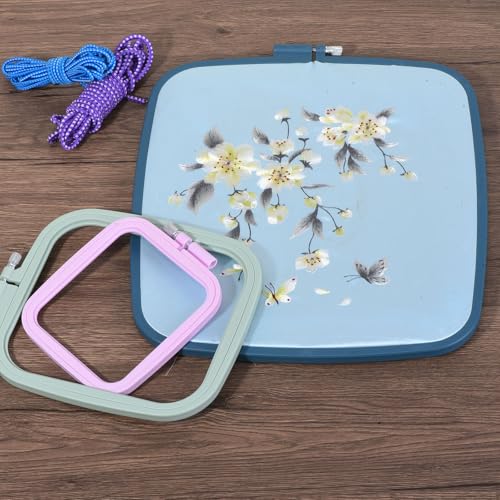 Image of PATIKIL 2 Pieces Square Embroidery Hoops Square Cross Stitch Hoops Frames ABS Plastic Embroidery Hoops for DIY Sewing Tools for Art Craft, Dark Blue