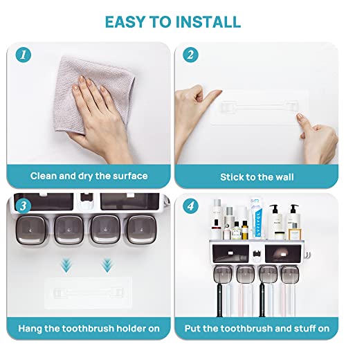 image for Vtopmart Toothbrush Holders for Bathrooms ,4 Cups Toothbrush Holder Wa