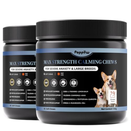 Image of Calming Chews for Dogs - Advanced Calming Treats for Dogs Anxiety | Dog Calming Chews for Stress, Separation & Thunder Support, Non-Drowsy Alternative to Melatonin, Bacon Flavor, 2 Pack