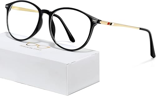 TR90 - Lentes de lectura para mujeres y hombres, con bloqueo de luz azul, anti filtro de rayos UV, anteojos nerd (negro, 0.00x)