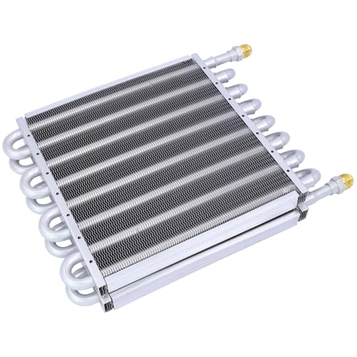 16 Pass Universal Transmission Oil Cooler Kit 1/2 Inch Tube and Fin Aluminum Alloy Silver 8AN Tube Fin Air Compressor Cooler