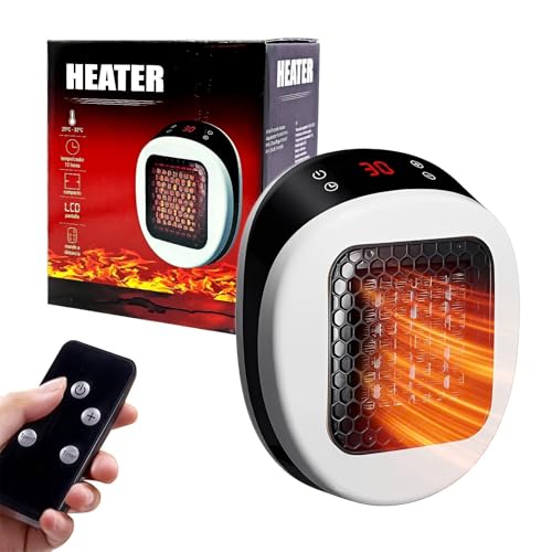Plug in Heaters for Home Low Energy 600W Efficient PTC Ceramic Heater with Remote Control 2 Mode & 1-12H Timer Fast Heating in 3s for Office Bathroom