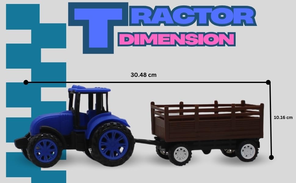 Image of Friction Powered Tractor Trolley Toy for Kids | Farm Tractor Toy with Trailer for Boys & Girls | Push & Go Tractor Vehicle Toy | BIS Certified | NeoKiddo (Blue)