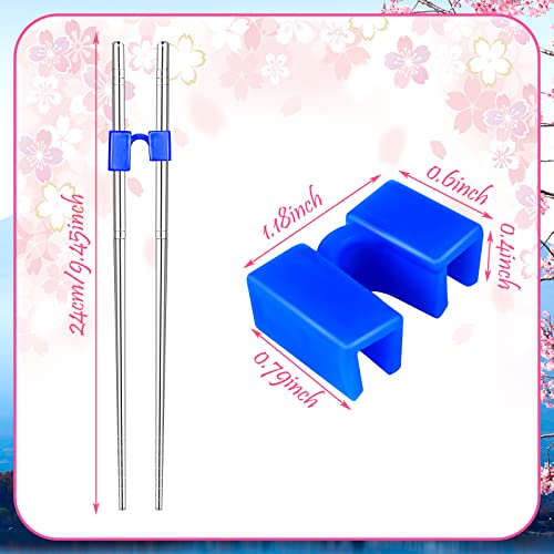 Tessco 5 Pairs Training Chopstick Helpers Reusable Chopsticks for Beginner Non Slippery Replaceable Practice Heat Resistant Holder with Clip for Trainer(Stainless Steel,Silver) - Image 3