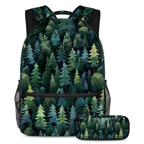Trousse et sac à dos Vert forêt profonde et arbres à grand volume