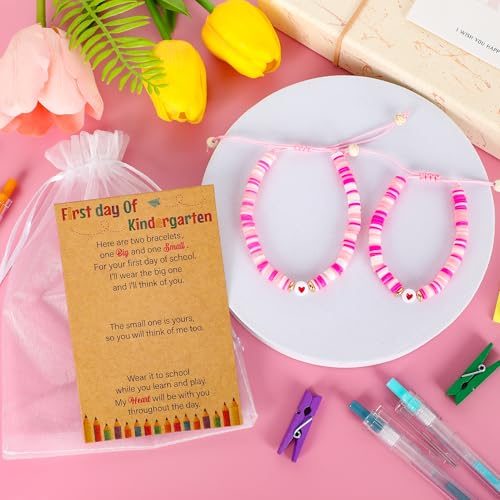 Image of Back to School Supplies, First Day of Kindergarten Bracelet, Back to School Bracelet Mommy and Me, Prek Matching Wish Bracelets Set, Adjustable Bracelet for Boys Girls Gifts Stuff Bulk