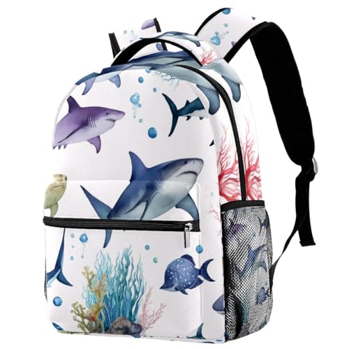 Sac à dos de voyage poisson et corail pour école et campus taille unique