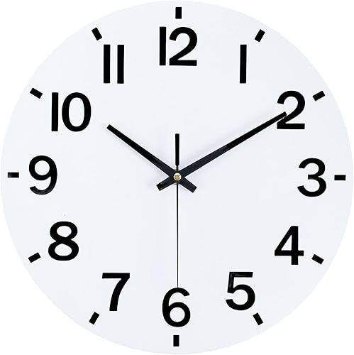 HZDHCLH Reloj de pared de 8 pulgadas, silencioso, sin tictac, funciona con pilas, de madera blanca, moderno, movimiento de barrido, decorativo,