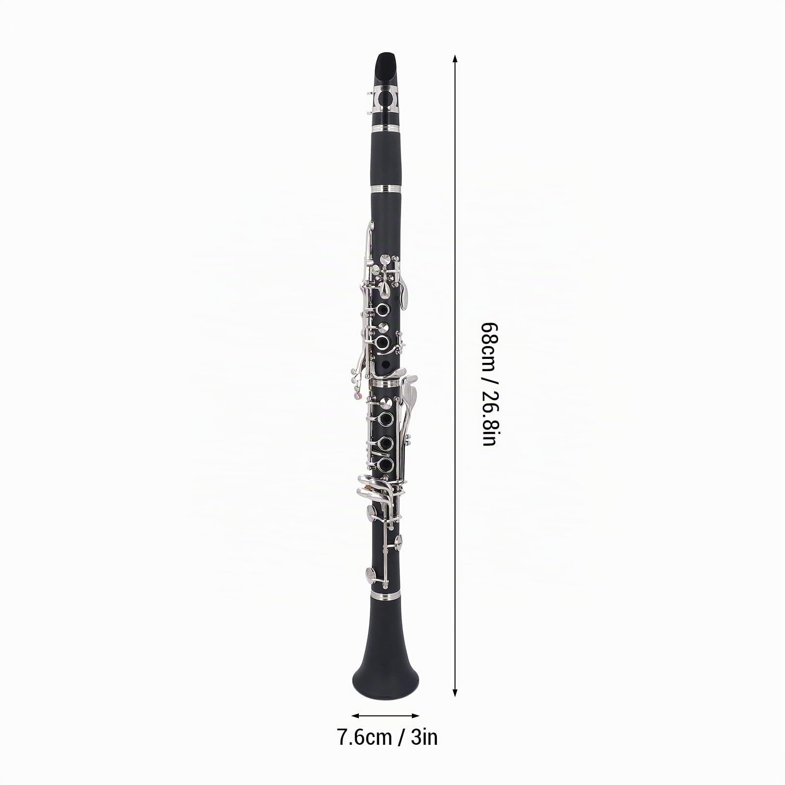 Clarinetto in Sib Professionale, Set di Clarinetti in Si Bemolle a 17 Tasti con Kit di Pulizia, Custodia, Bocchino Accessori per Strumenti Musicali per Esercitazione per