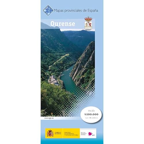 Mapa de la provincia de Ourense a escala 1:200.000. Proyección UTM. Incluye sombreado de relieve. Dimensiones: 75 x 100 cm.