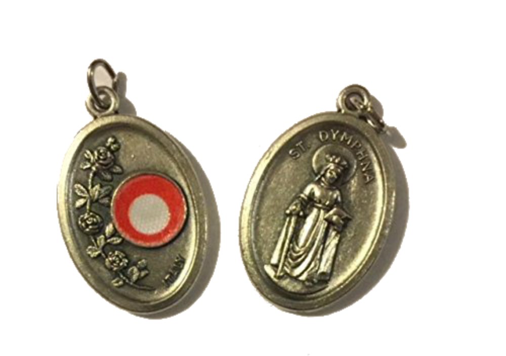 Hlt Silver St. Dymphna Relic Medal, Patron Saint Of Emotional Problems And Epilepsy
