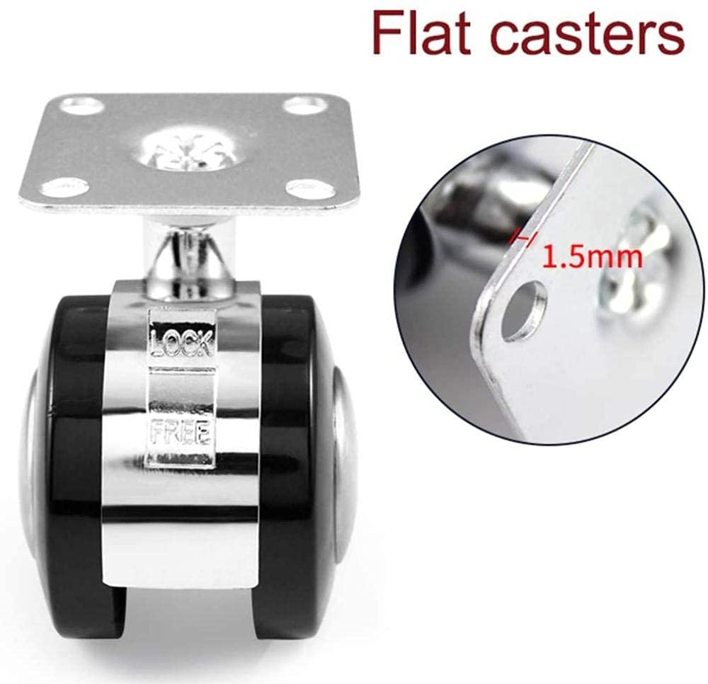 Juego de 5 Ruedas para sillas de Oficina Ruedas 360 & deg; Ruedas giratorias: con Frenos Montaje con Perno M10 / Montaje en Placa Base en Dos estilos-2in50mm_Base_Plate_Installatio