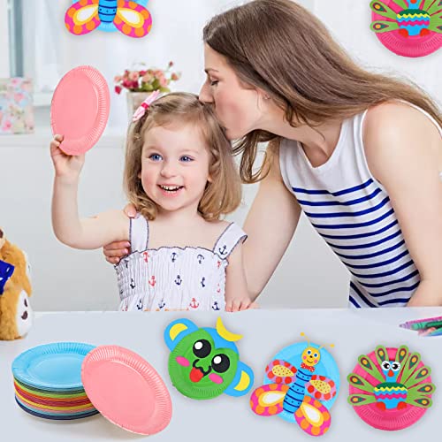 Nicunom 200 Pcs Paper Party Plates, 7" Disposable Paper Dessert Plates Assorted Colors Round Papers Plate Bulk for Parties Weddings Birthdays