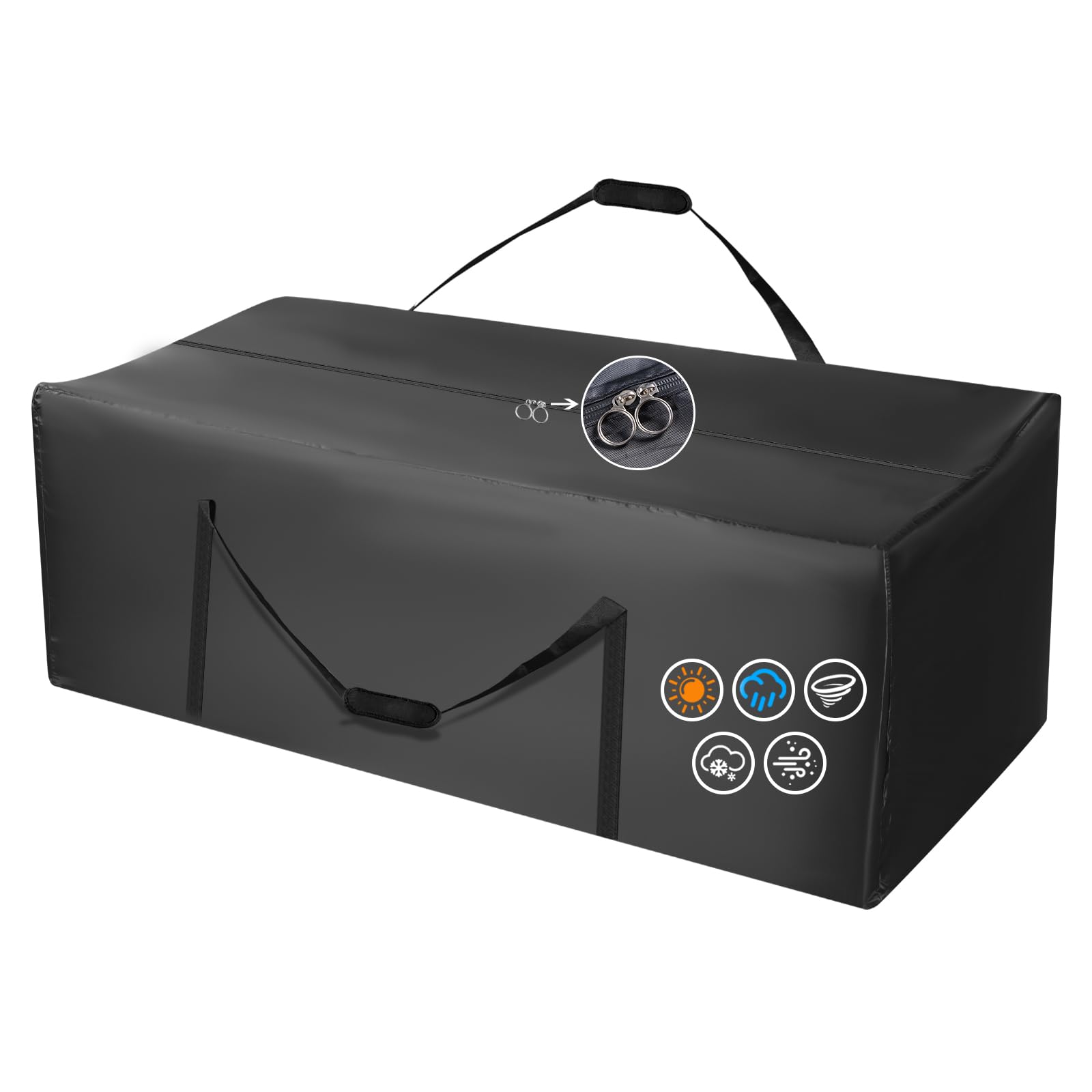 Grande borsa portaoggetti per cuscini da patio, resistente, con cerniera 420D, con cerniera e manici, per mobili da patio, cuscini esterni, borse multiuso jumbo, 172 cm di lunghezza x 76 cm di