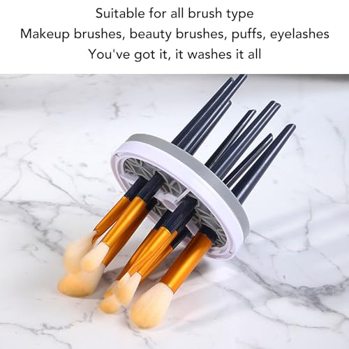 Lybunair USB Visible Quick Dry Automatic Portable Electric Makeup Brush Cleaner Machine for All Size Cosmetic Brushes (Khaki)