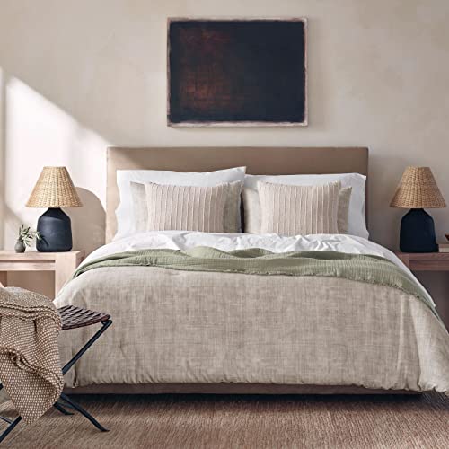 Nate Home By Nate Berkus 200Tc 2-Piece Plush Comforter Set | Textured Print, Bedding Set From Mdesign - Twin Size - 1 Comforter/1 Standard Pillow Sham, Fossil (Beige) #TOP2