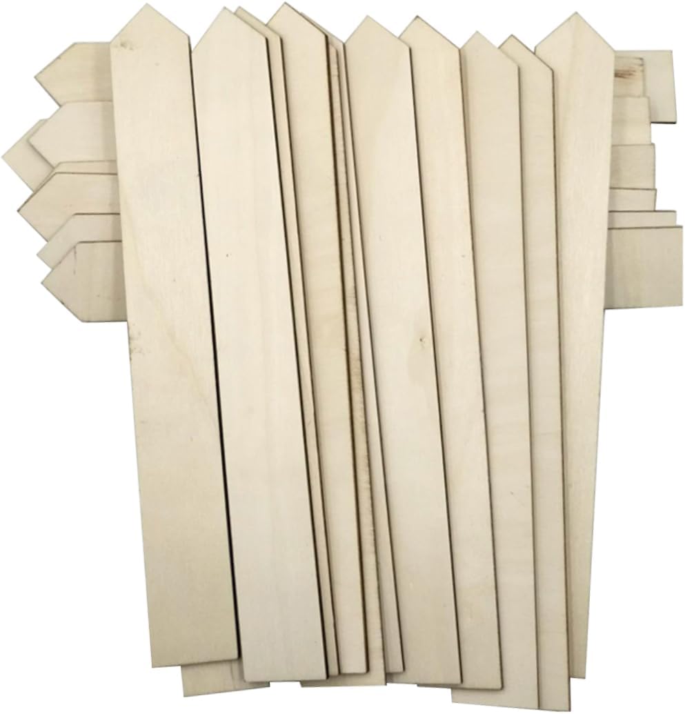 100pc Wooden Garden Stakes Long Strip Plant Markers Wood Labels Garden Signs for Outside Rustic Decorative Tags