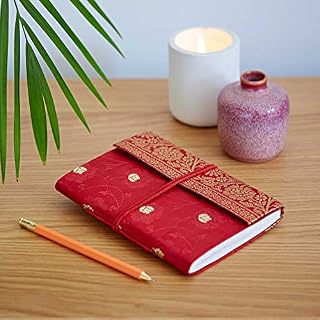 Paper High Sari Notebook - Medium 11cm x 16cm - Green - Unlined Recycled Paper - Pocket Notebook and Diary - Indian Stationery Gift - For Men Women Students