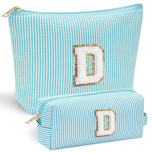 YOOLIFE Travel Makeup Bag for Girls, Initial Makeup Bag | Small Makeup Bag | Teen Girl Gifts for Teenage Girls | Birthday Gifts for Girls | Travel Gifts for Girls | Travel Makeup Bag Organizer - D