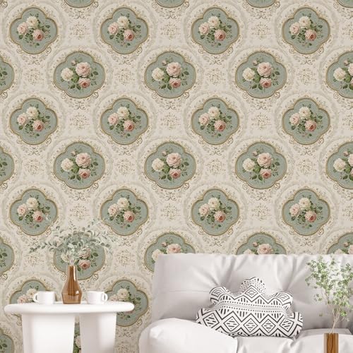 Image of PAPER PLANE DESIGN Vintage Floral Vinyl Self Adhesive Wallpaper Peel & Stick, Waterproof, Stain-Proof | 16 in X 90 in, Decor for Bedroom, Hallway, Living Room (D)