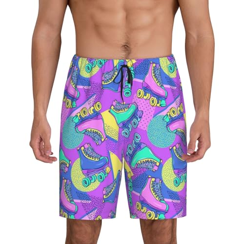 Mens Pajama Pants - Disco Roller Skates Sleep Shorts Mens Pajama Shorts, Comfy Pj Pants for Mens Lounge Shorts3