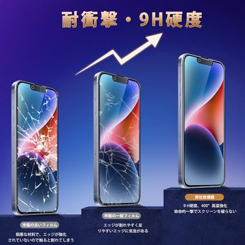 対応 iPhone14 フィルム ブルーライトカット 6.1インチ ガイド枠付き【2+2枚セット-日本旭硝子製 】iPhone14 ガラスフィルム ブルーライト(2枚) + レンズ保護フィルム (2枚) アイフォン14 保護 フィルム さらさら アイホン14 強化ガラス 厚さ0.26 超薄 硬度9H 飛散防止 指紋防止 高感度 自動吸着 気泡ゼロ 高透過率 ラウンドエッジ加工 3D Touch対応 貼り付け簡単